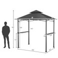 thumbnail image 2 of Gymax 8' x 5' BBQ Grill Gazebo 2-Tier Barbecue Canopy Vented Top Shelves Shelter Grey, 2 of 10