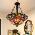 thumbnail image 2 of AFANQI 18 inch Tiffany Style Chandelier, 3 Light Stained Glass Dining Room Hanging Chandelier, 2 of 8