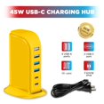 thumbnail image 2 of Estación de carga USB Upoy, 45 W, 6 puertos, 4 USB-A y 2 USB-C, color amarillo, 2 of 7