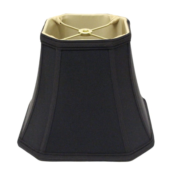 Slant Cut Corner Square Bell Softback Lampshade with Washer Fitter, Black (with Bronze Lining)