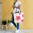 thumbnail image 6 of Open Top Canvas Tote Bag with Zipper Reusable Shopping Bag 13.5x15" Roomy Carryall Red Maple Leaves Pattern, 6 of 9