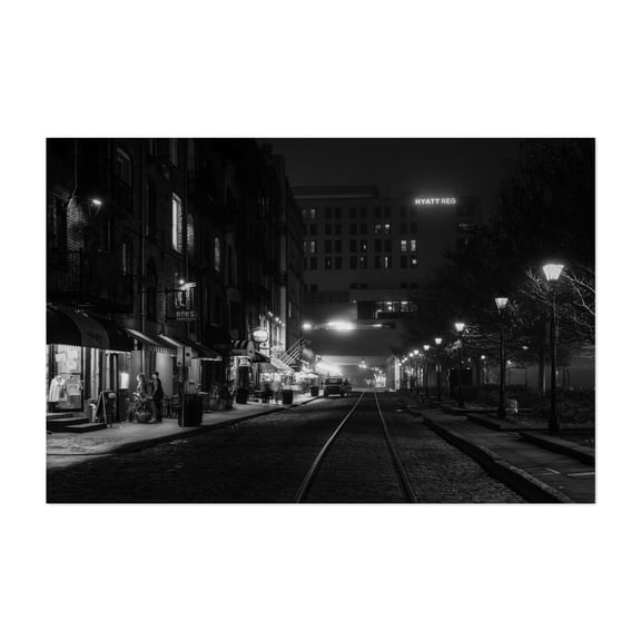 River Street Tracks B&W - Savannah Georgia Photography Unframed Wall Art Print 5 x 7 inches
