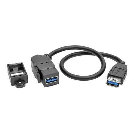 UPC: 0037332195654 | Tripp Lite U325-001-KPA-BK USB 3.0 All in One Keystone Panel Mount Black Coupler Cable Angled Connector