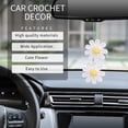 thumbnail image 2 of Cute Crochet Daisy Car Mirror Hanging - Handmade Knitted Flower Rear View Mirror Accessory, Aesthetic White Car Decor for Women, 2 of 6