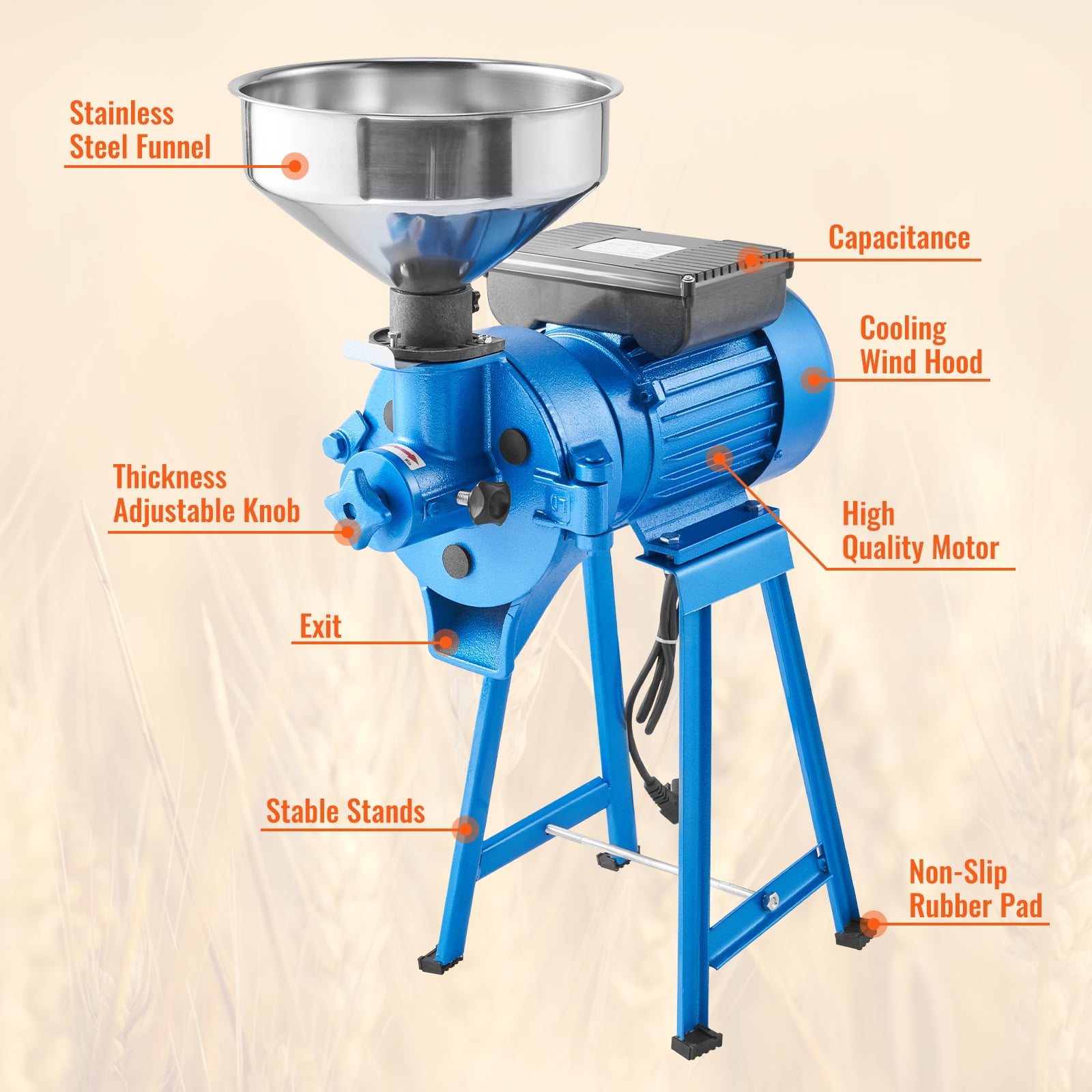 Grain Mill Grinder, 300G High Speed Spice Grinder Electric, 1500W Wheat  Flour Mi
