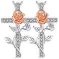 thumbnail image 1 of Collares Catolicos RoseGrace02 2Pzas Plata Collar Cruz/Rosa Dije 2x3cm Metal. High Monaco MXRGC-002, 1 of 5