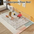 thumbnail image 4 of Queen Size Montessori Floor Bed with Safety Fence and Door, Metal Floor Bed Frame with Rails, Minimalist Versatile Floor Bed for Children Bedroom, Toddlers, Boys Girls, Kids Playroom, White, 4 of 7
