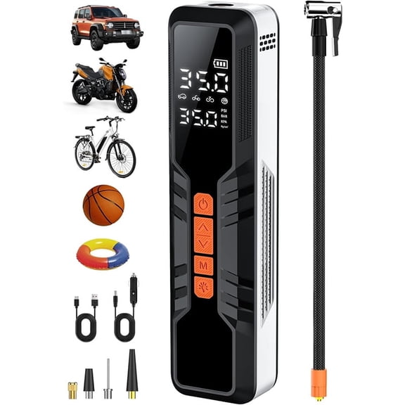 Portable Air Compressor Tire Inflator 150PSI 10000mAh with LED Light and Gauge
