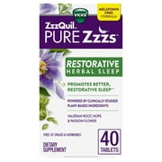 Vicks ZzzQuil Pure Zzzs Restorative Herbal Sleep Aid Tablets, Melatonin Free, Dietary Supplement, 40 Ct