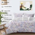 thumbnail image 3 of 3 Piece Purple Flowers Duvet Cover Set Queen Size,Microfiber Comforter/Quilt Cover with Corner Ties and 2 Pillowcases,Romantic Botanical Floral Plants Leaves All Season Bedding with Zipper Closure, 3 of 8