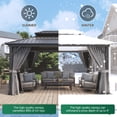 thumbnail image 4 of Clouddwell 10' x 14' Gazebo for Patio, Gazebo Pergola with Sloped Roof, Large Wall-Mounted Heavy Duty Awnings, for Deck, Patio and Backyard,Gray, 4 of 7