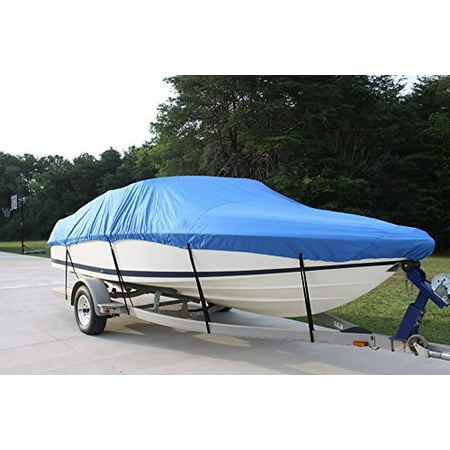 NEW VORTEX 5 YEAR CANVAS HEAVY DUTY BLUE VHULL FISH SKI RUNABOUT COVER FOR 19 to 20' FT BOAT, IDEAL FOR 96
