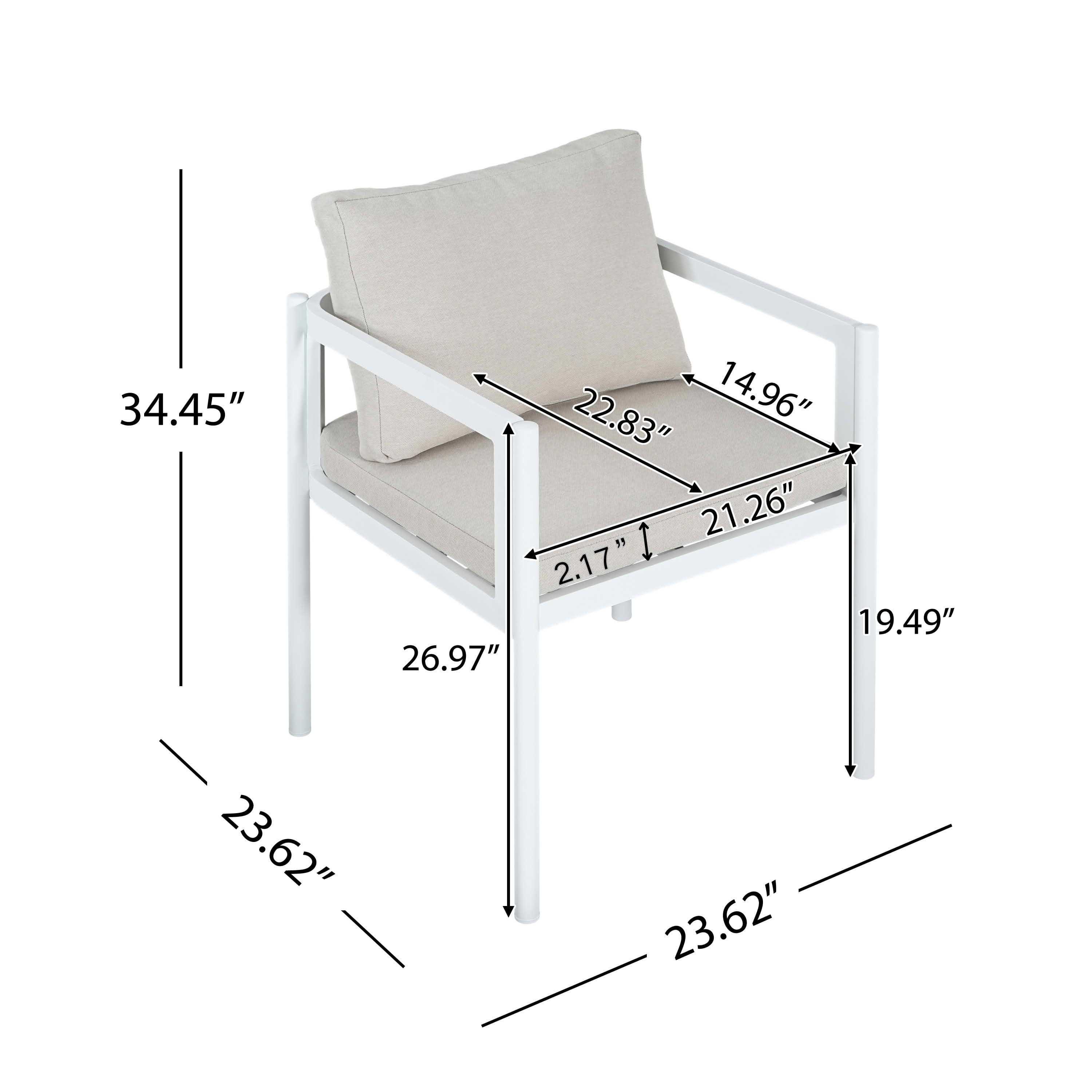 MAYEERTY Set of 2 All-Weather Aluminum Outdoor Patio Chairs with Armrests 300lbs Capacity