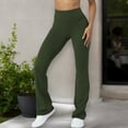 thumbnail image 2 of High Waist Flared Leggings with Stretch Fabric- X Large, Dark Green, 2 of 5