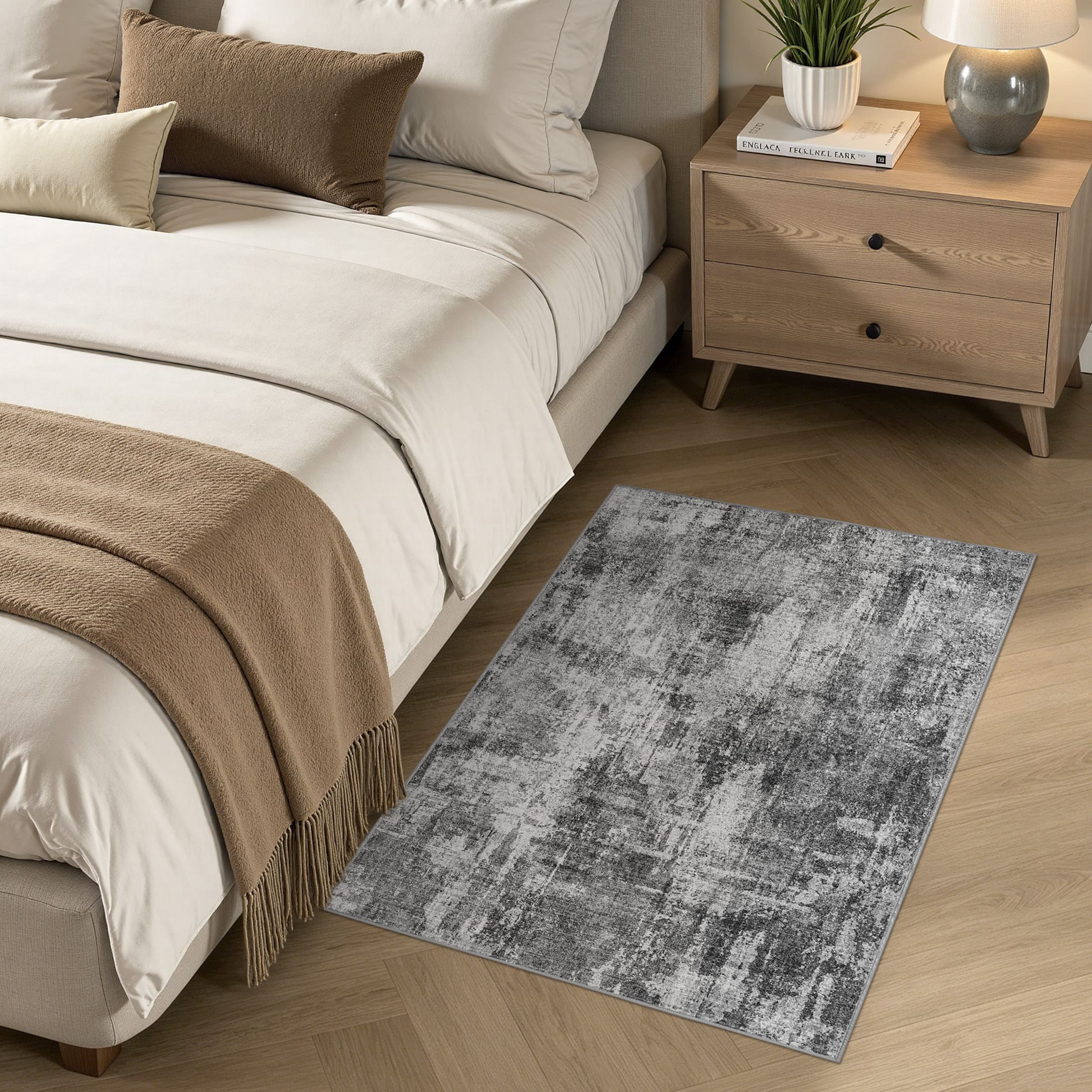 MICGEEK 2'x3' Abstract Area Rugs, Stain Resistant Washable Throw Rugs for Entrance Entryway, Modern Small Area Rug Front Door Mat Entrance Doormat with Non-Slip Backing, Dark Gray