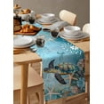 thumbnail image 3 of Hokiten Table Runners 70 Inches Long Dress Scarves, Coastal Sea Turtle Farmhouse Coffee/Dining/Kitchen Table Decor, Holiday Table Runner, Vintage Teal Nautical Beach Botanical 13x70 Inch, 3 of 7