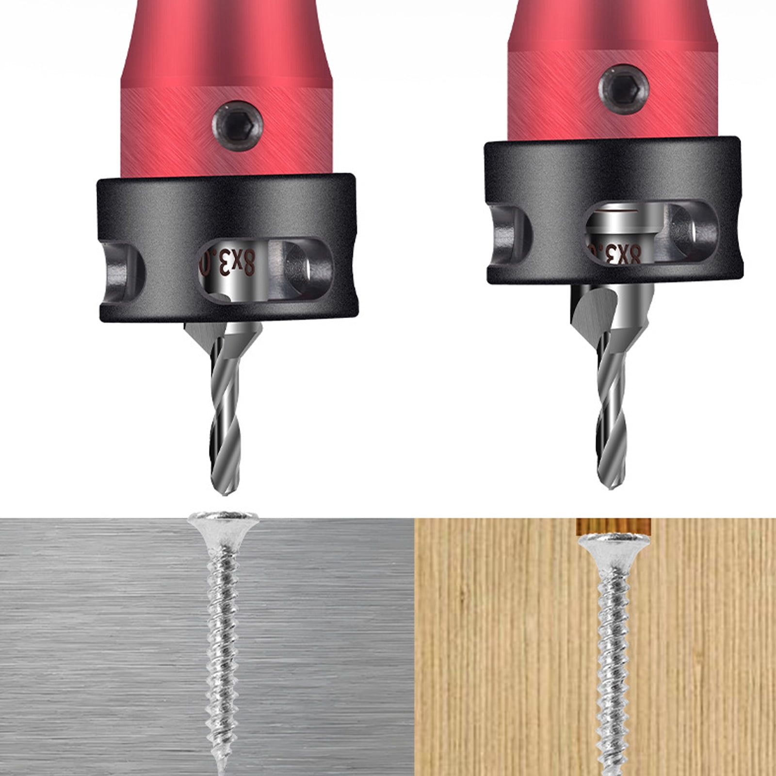 Double Purpose Countersink Drill Bit Set with Converts 45 Degree Chamfer Head and Ergonomic Grip Design