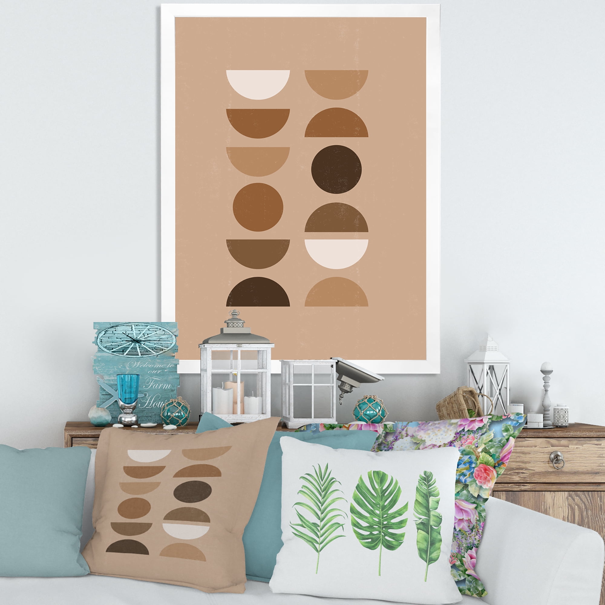 Designart 'Abstract Moon and Sun Geometric Print II' Modern Framed Art Print