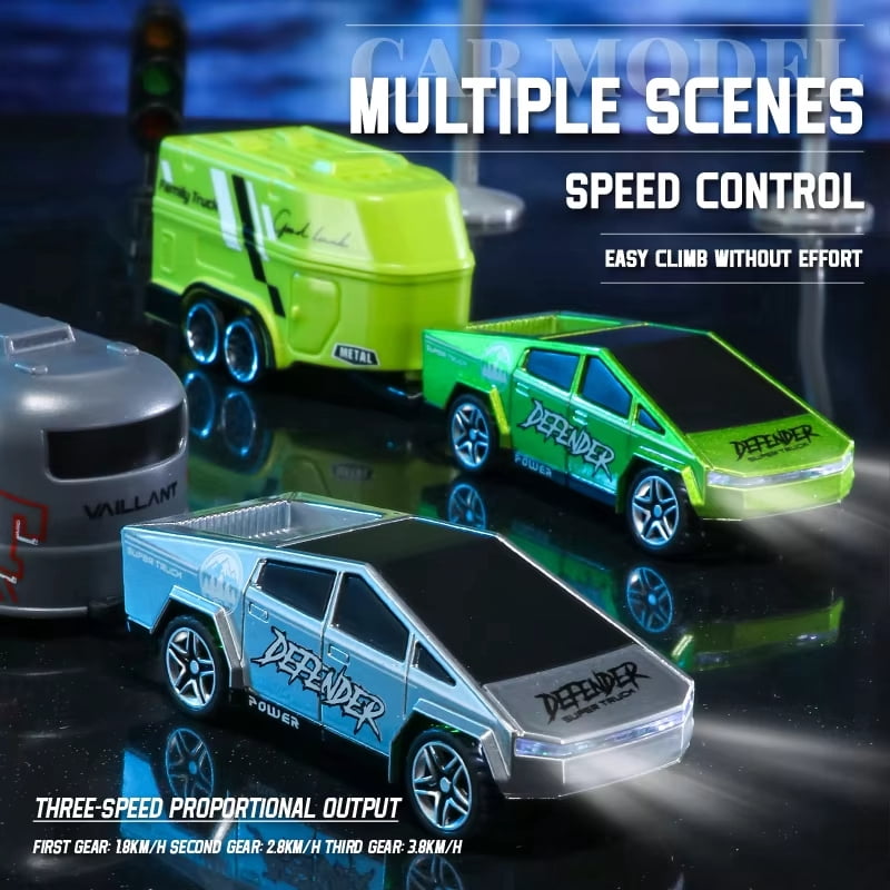 1:64 Mini RC Car Toys - Christmas Small RC Truck 2.4 GHZ Remote Control Cars with Trailer Kit, 3 Speed ​​Adjustable Electric Vehicles Car Toy,Birthday Gift for Boys Age 5+ Years Old