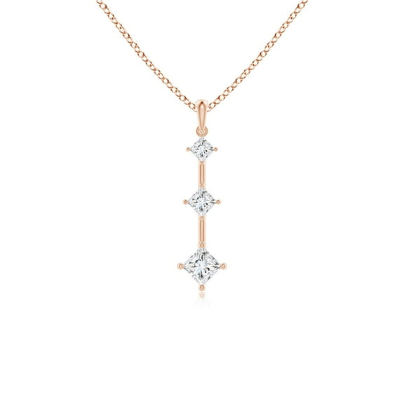 ANGARA Natural Graduated Diamond Vertical Bar Pendant in 14K Rose Gold for Women (Size-3.8mm| Color-G| Clarity-VS2) | April Birthstone, Anniversary, Jewelry Gift for Women | Natural Diamond Necklace