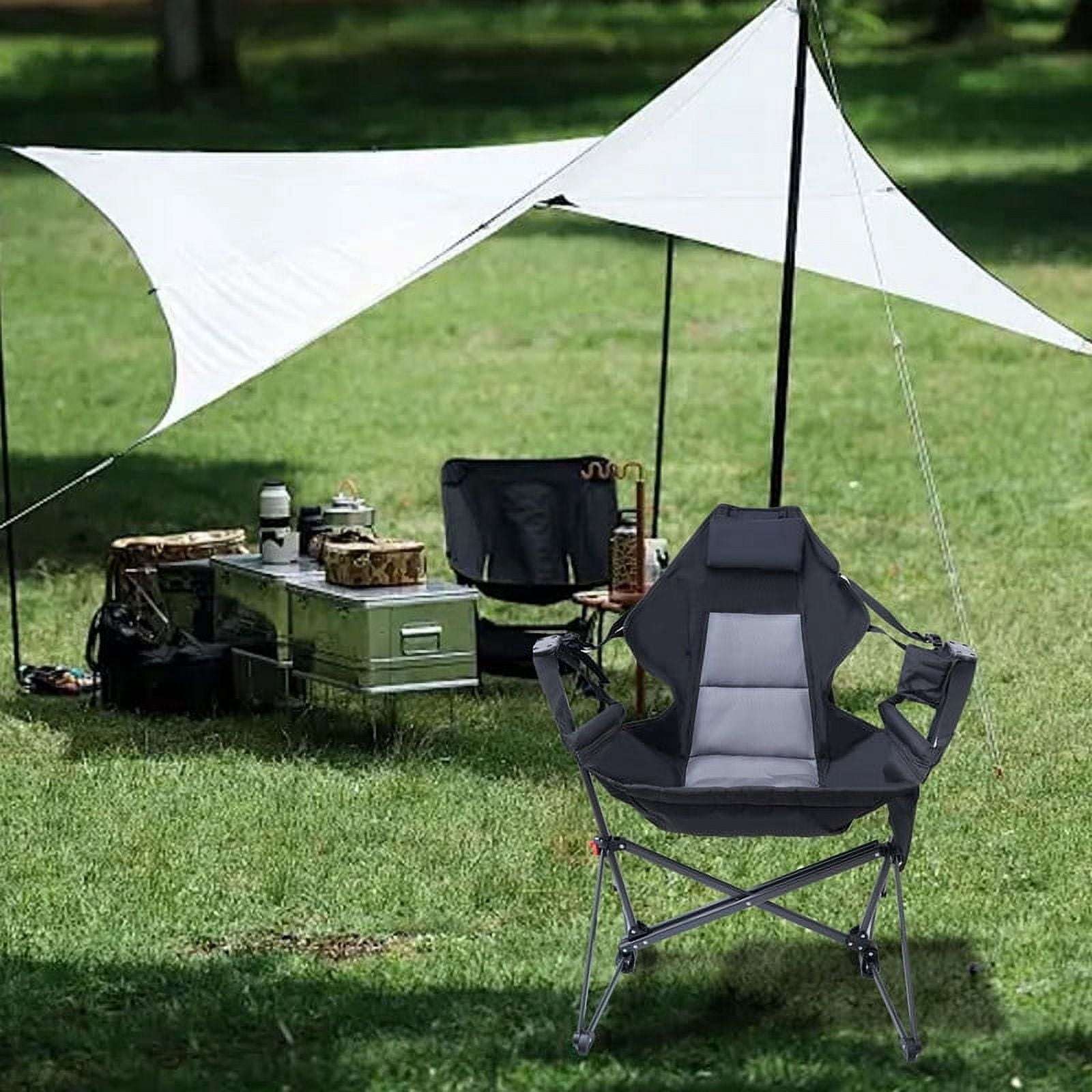 Portable Hammock Chair, Lightweight Rocking Camping Chair with Cupholder, Pocket, and Easy Carry Design for Outdoor Adventures (1 Pack)