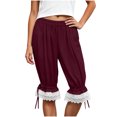 thumbnail image 2 of Hzzrkos Women Casual Fashion Solid Color Elastic‑Waist Loose Capri Pants With Pockets Relaxed‑Fit Trousers for Daily‑wear Home Outdoor Travelling, 2 of 9