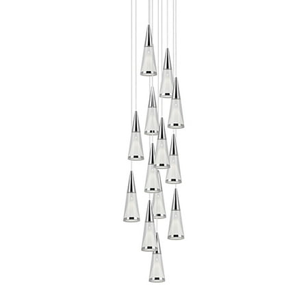 

Kuzco 402413CH-LED Thirteen LED Pendant with Unique Conical Shape with Chrome Tip Clear with Internal Frosted Designed Acrylic