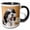 Black/White, variant on 3drose, Maltipoo Puppy Sitting in a Basket Yawning., 11oz Two-tone Black Mug