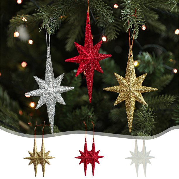 Pack 2 de adornos colgantes para árbol de Navidad | Decoraciones de plástico para Navidad Dorado/Blanco/Rojo | Colgantes 3D Unique Humor 4,88x3in para fiesta, casa, salón, decoración de centro