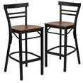thumbnail image 2 of BizChair 2 Pk. Black Two-Slat Ladder Back Metal Restaurant Barstool, Cherry Wood Seat (Set of 2), 2 of 8