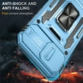 thumbnail image 4 of Armor Case for iPhone 16e with Sliding Camera Cover & Kickstand, Heavy Duty Military Grade Protection Phone Case, Built-in 360° Rotate Ring Stand, Shockproof Full Body Rugged Case, Lightblue, 4 of 7