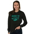 thumbnail image 4 of Mermaid Born to Swim Cute Water Lover Women Plus Size Long Sleeve Graphic Tee Brisco Brands 2X, 4 of 5