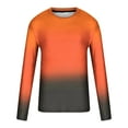 thumbnail image 4 of BLVB Long Sleeve Shirts for Men Trendy Gradient Crew Neck Pullover Tops Casual Plus Size Workout Blouse Tee Orange, 4 of 5