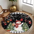 thumbnail image 2 of Round Rug 7Ft Washable Non-Slip, Black Red Christmas Circle Area Rugs for Living Room Bedroom, Snowman Xmas Tree Snowflake Gifts Ball Indoor Floor Mats Carpet Runner for Home Decor Aesthetic, 2 of 8