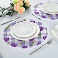 thumbnail image 6 of Round Placemats Set of 1 Heat Resistant Washable Kitchen Table Decorations 15.4in Cute Cartoon Purple Tulips, 6 of 7