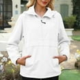 thumbnail image 4 of APEXFWDT Women’s Half-Zip Hooded Pullover with Kangaroo Pocket Lightweight Outdoor Windbreaker Sportswear for Running & Daily Wear,XL,White, 4 of 7