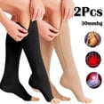 thumbnail image 1 of Zipper Compression Socks - 2 Pairs Open Toe Compression Stockings for Men Women L/XL, 1 of 5