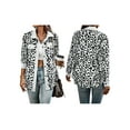 thumbnail image 3 of Women' Corduroy Leopard Jacket Button Down Long Sleeve Blouses Fall Jacket Casual Coat White XXXL, 3 of 6