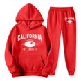 thumbnail image 4 of sususu Mens Suits 2 Piece,Stylish Men's Letter Graphic Hooded Sweatshirt with Comfortable Jogger Pants Casual Two Piece Set for Everyday Wear - Red, 4 of 5