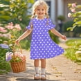 thumbnail image 2 of Agkizg Girls Short Sleeve Dresses Crewneck Floral Print Casual A Line Flower Girl Sundress Dresses, 2 of 5