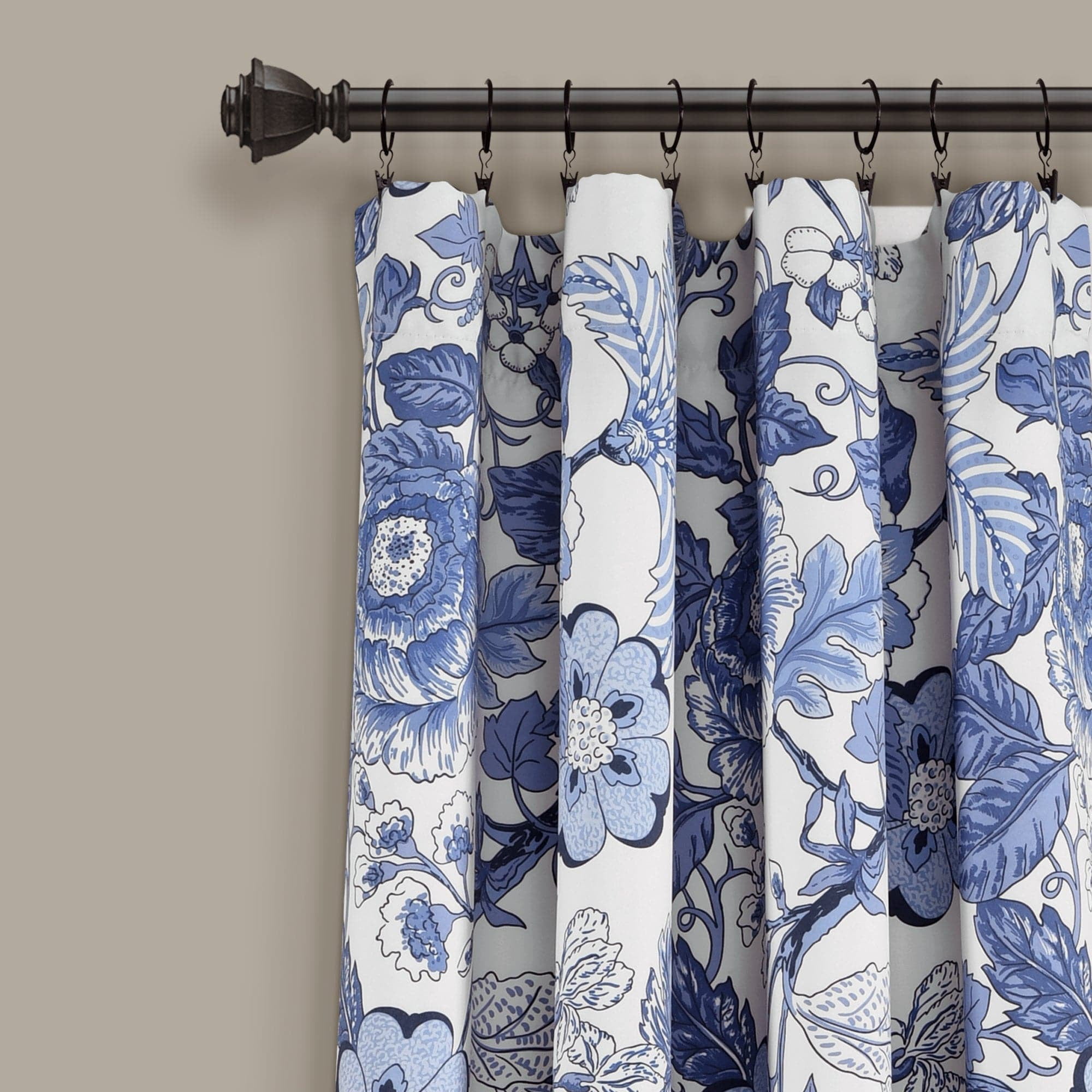 Lush Decor Sydney Room Darkening 84" x 52" Floral Blue 3" Rod Pocket 2-Piece Set Window Panel
