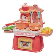 lionlar Kids Play Kitchen Pretend Toy Role Play with Lighting and Sound Orange