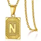 thumbnail image 1 of Initial Pendant Necklace for Women Simple Stainless Steel Cuba Link Charm Letter Square Necklace Men Jewelry Couple Gift, 1 of 5