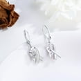 thumbnail image 4 of Midir&Etain Lung Cancer Awareness Earrings 925 Sterling Silver Pure Butterfly Dangle Drop Earrings White Ribbon Cancer Survivor Jewelry Gifts for Women, 4 of 7