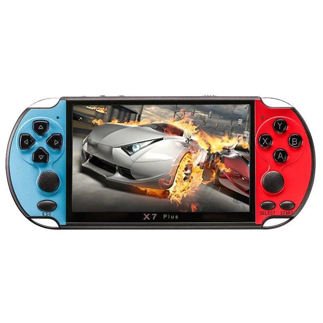 Consola Portátil X7 Plus, 8GB, Gran Pantalla HD de 5.1 Pulgadas, Más de 6800 Juegos Gratis, Máquina de Juegos Portátil PSP, Consola de Videojuegos de Bolsillo, Azul + Rojo