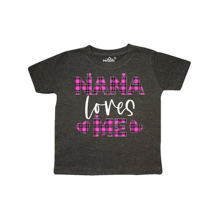 

Inktastic My Nana Loves Me Hearts in Pink Plaid Gift Toddler Boy or Toddler Girl T-Shirt