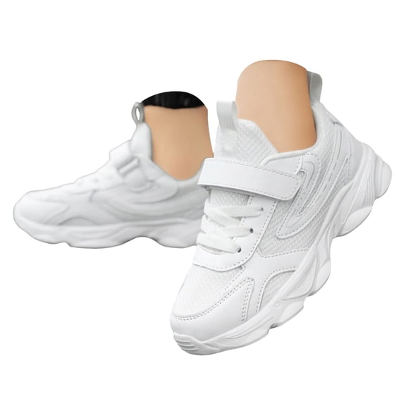 WUANDIXFA Kids Shoes Boys Girls Shoes Kids Tennis Sneakers Athletic Running Walking School Gym Lightweight Footwear for Little/Big Kid Size US 3,White