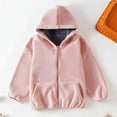 thumbnail image 6 of qolati Girls Hoodies Jackets Fuzzy Fleece Winter Warm Coat Casual Full Zip Up Hooded Sweatshirts Jacket Kids Soft Long Sleeve Loose Outerwears with Pockets, 6 of 7