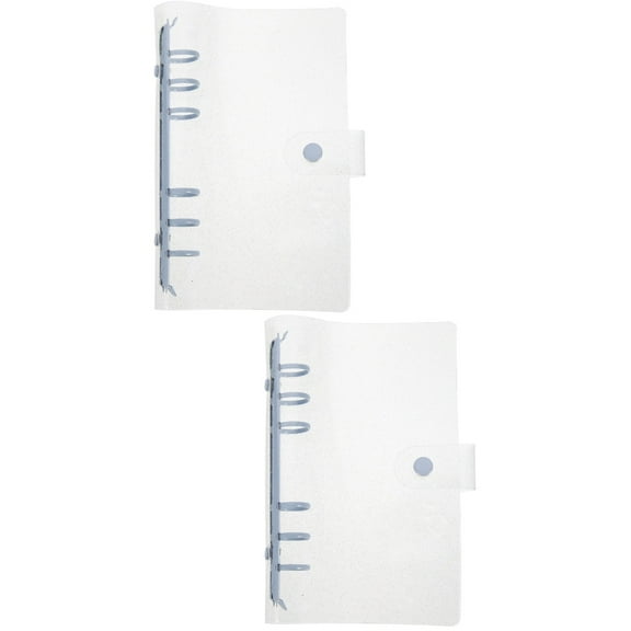 Set of 2 Transparent Loose-leaf Case Notebook Adjustable Pvc Metal Travel Office