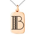 thumbnail image 1 of Stainless Steel Letter B Initial Metro Retro Monogram Engraved Small Rectangle Dog Tag Charm Pendant Necklace, 1 of 1
